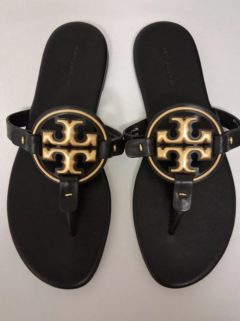 Tory Burch Women's Metal Miller Soft Sandals - Black/Gold, Size 8 Medium US New